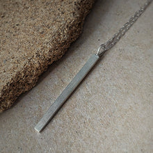 Load image into Gallery viewer, PERSONALISED RECYCLED SILVER BAR DROP NECKLACE WITH HIDDEN MESSAGE