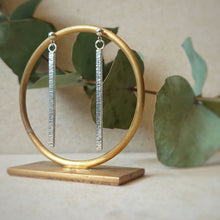 Load image into Gallery viewer, STATEMENT DANGLE BAR STUDS IN RECYCLED SILVER