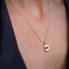 Load image into Gallery viewer, SAPPHIRE IN MOLTEN SILVER NECKLACE- ONE OF A KIND