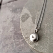 Load image into Gallery viewer, ORGANIC RECYCLED SILVER PEBBLE INITIAL NECKLACE