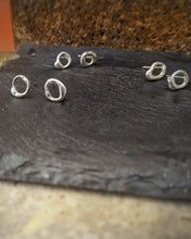 Load image into Gallery viewer, MOLTEN SILVER CIRCLE STUD EARRINGS
