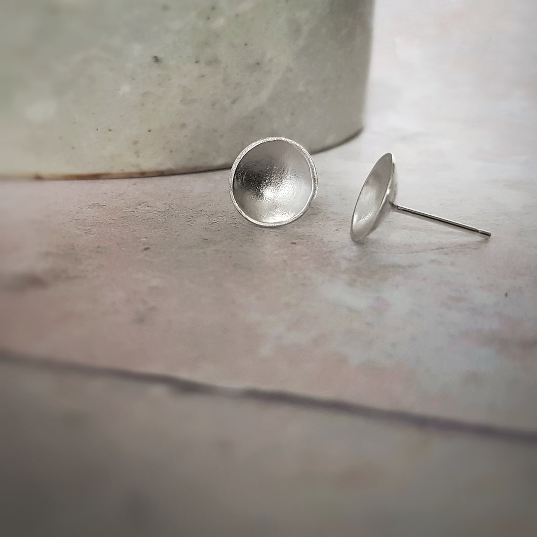 MOON DANCE - DOMED CIRCLE STUDS IN RECYCLED SILVER