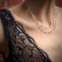 Load image into Gallery viewer, SILVER MIXED CHAIN LINK NECKLACE
