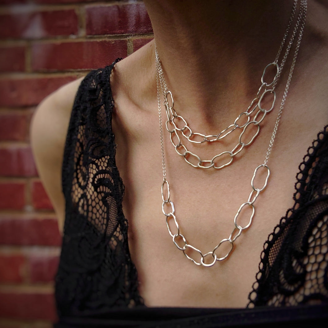 SILVER MIXED CHAIN LINK NECKLACE