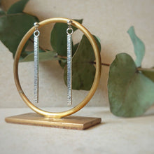 Load image into Gallery viewer, STATEMENT DANGLE BAR STUDS IN RECYCLED SILVER
