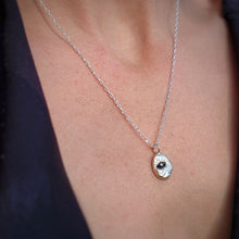 Load image into Gallery viewer, SAPPHIRE IN MOLTEN SILVER NECKLACE- ONE OF A KIND
