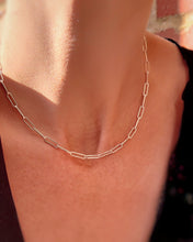 Load image into Gallery viewer, STERLING SILVER PAPERCLIP NECKLACE - RECTANGLE CHAIN LAYERING NECKLACE
