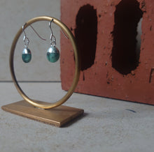 Load image into Gallery viewer, STERLING SILVER EARRINGS WITH SAPPHIRE DROP

