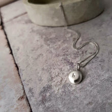 Load image into Gallery viewer, ORGANIC RECYCLED SILVER PEBBLE INITIAL NECKLACE
