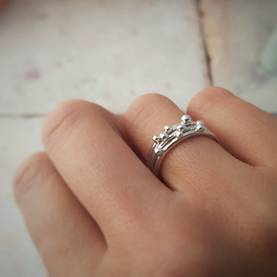 THREE SILVER STACKING DOT RINGS